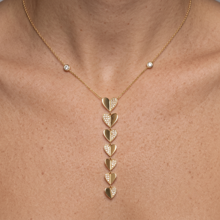 Diamond Silhouette Lariat Necklace in 14K Yellow Gold