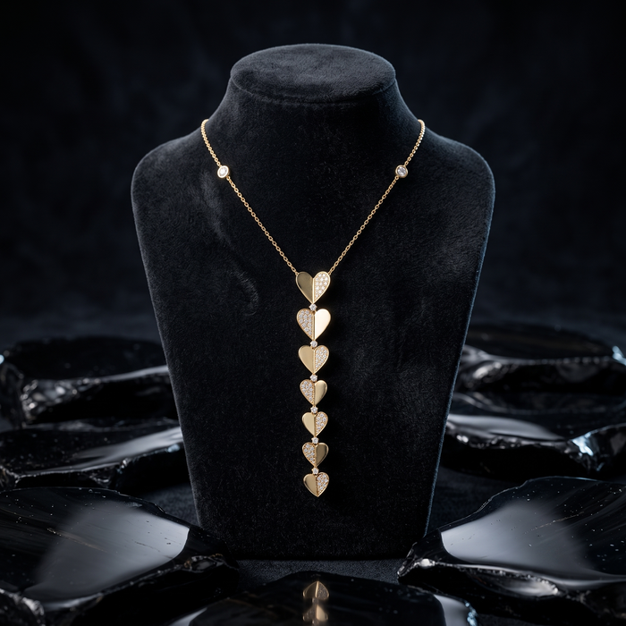 Diamond Silhouette Lariat Necklace in 14K Yellow Gold