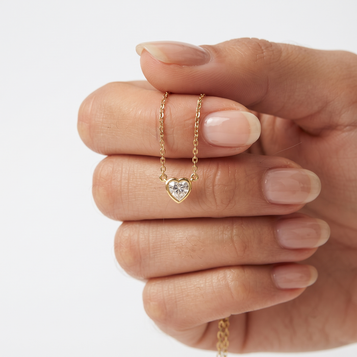 Heart Diamond Pendant Necklace in 14K Yellow Gold