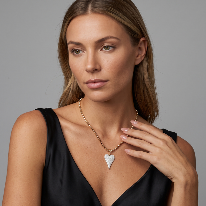 Eternal Flame Pave Heart Necklace in 14K Yellow Gold