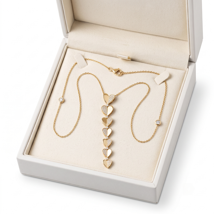 Diamond Silhouette Lariat Necklace in 14K Yellow Gold