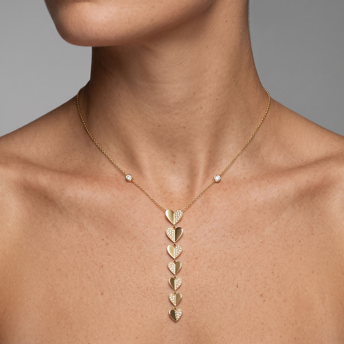 Diamond Silhouette Lariat Necklace in 14K Yellow Gold