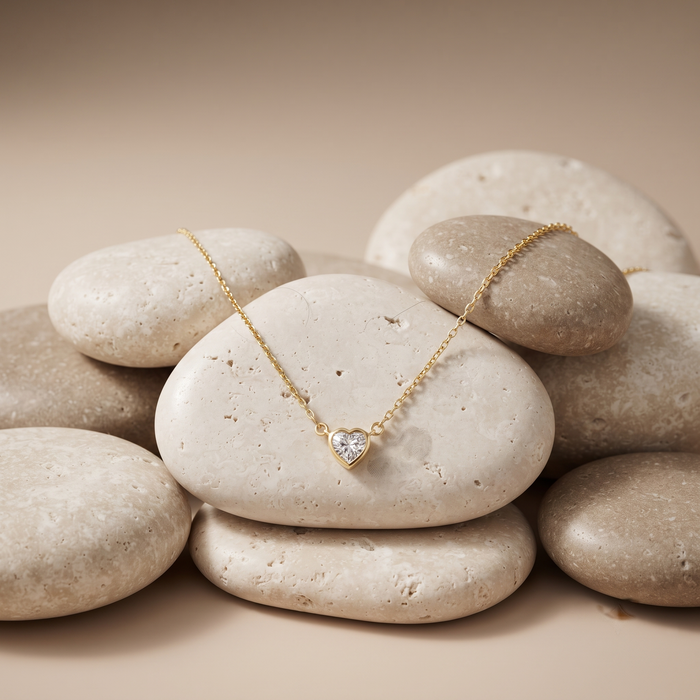Heart Diamond Pendant Necklace in 14K Yellow Gold