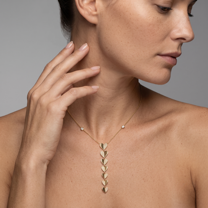 Diamond Silhouette Lariat Necklace in 14K Yellow Gold