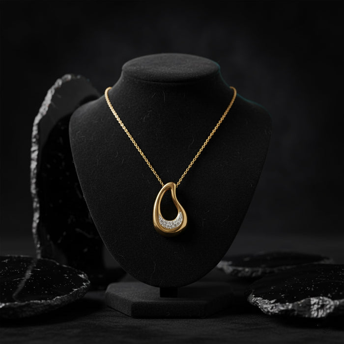 Teardrop Gold Pendant Necklace in 14K Yellow Gold