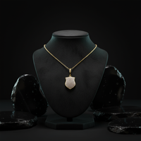 Diamond Shield Charm Pendant Necklace in 14K Yellow Gold