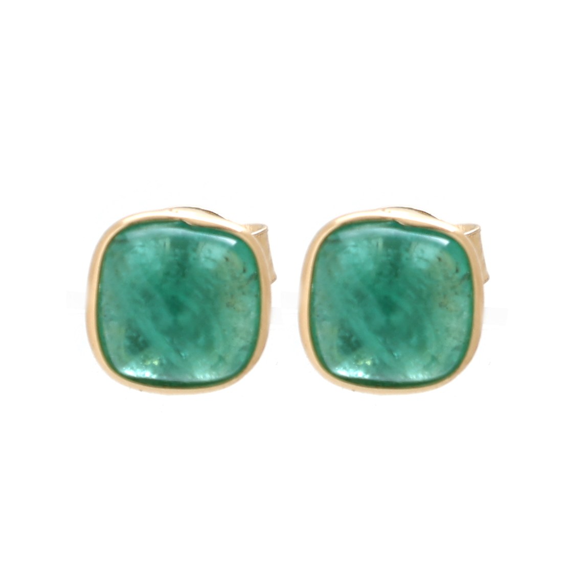 Emerald Classic 18K Yellow Gold Stud Earrings
