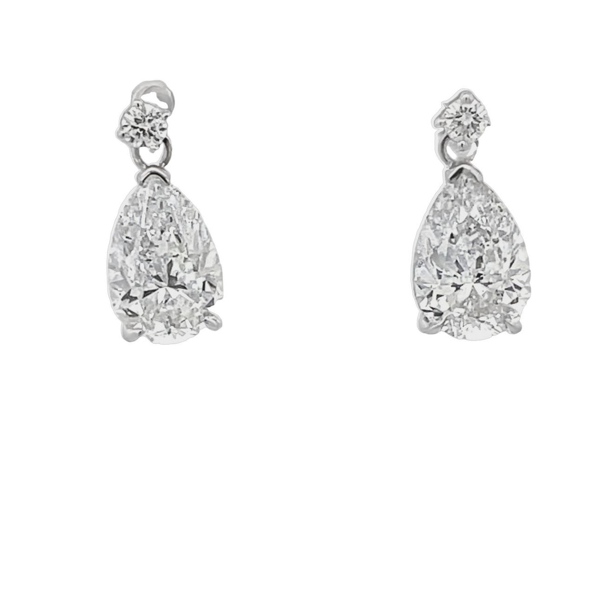 Pear Shaped Diamond Drop Earrings in 18K White Gold