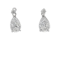 Pear Shaped Diamond Drop Earrings in 18K White Gold