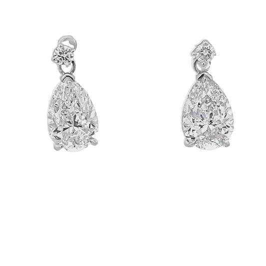 Pear Shaped Diamond Drop Earrings in 18K White Gold