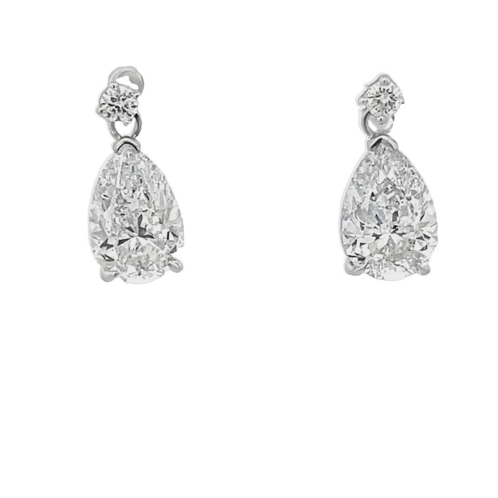 Pear Shaped Diamond Drop Earrings in 18K White Gold