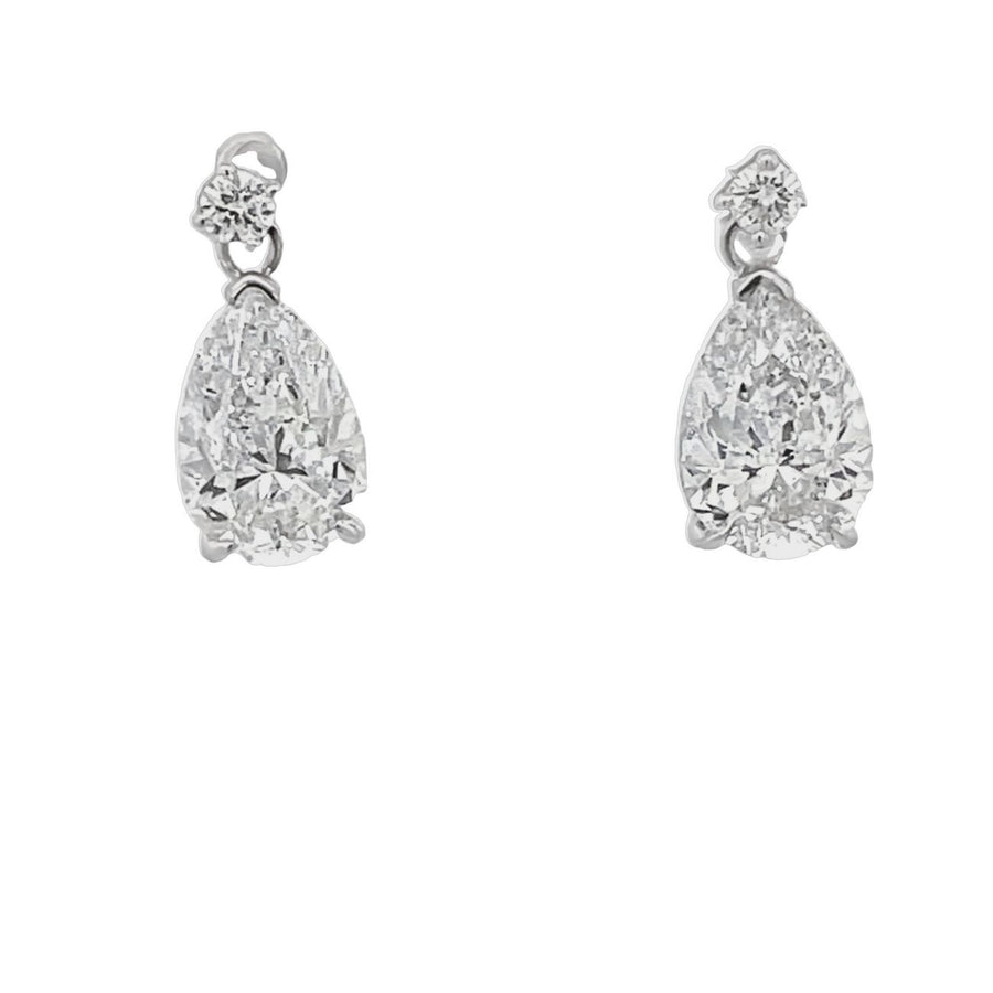 Pear Shaped Diamond Drop Earrings in 18K White Gold