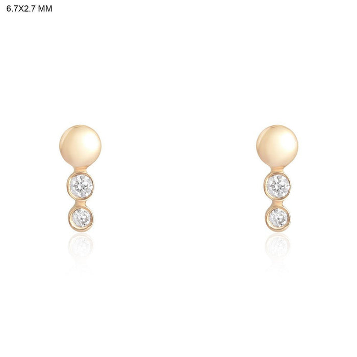 Victorian Grace Diamond Stud Earrings in 14K Yellow Gold