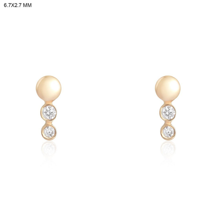 Victorian Grace Diamond Stud Earrings in 14K Yellow Gold
