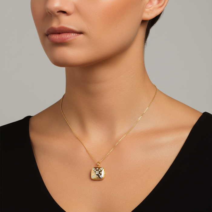 Gold Cushion Round Shaped Pendant Necklace in 14K Yellow Gold
