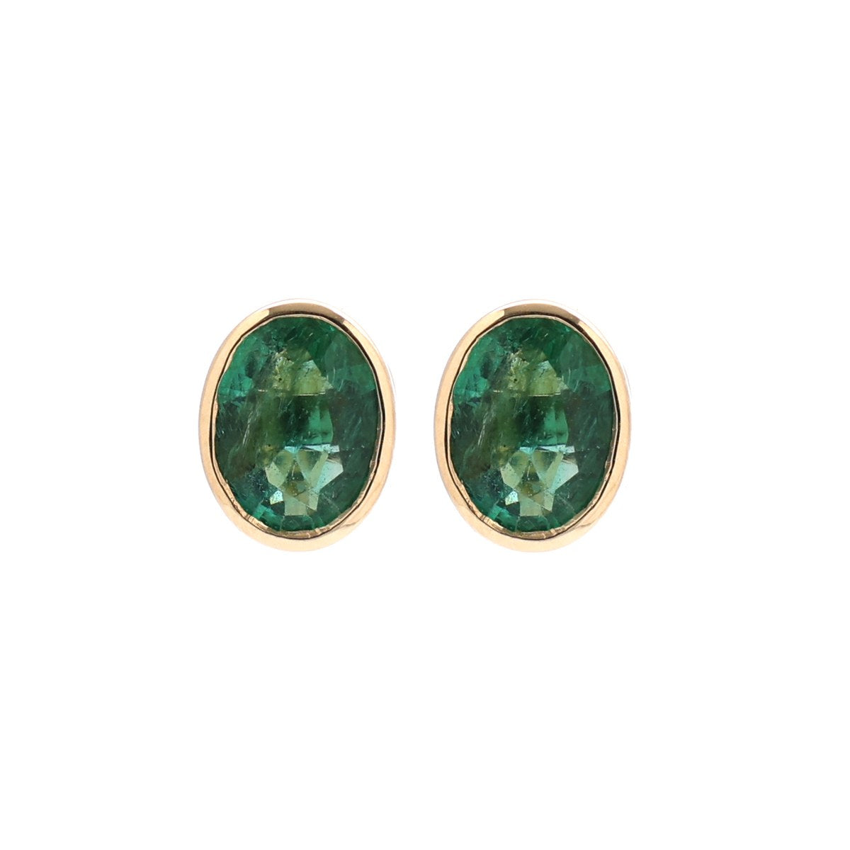 Emerald 14K (18K Custom) Yellow Gold Stud Earrings