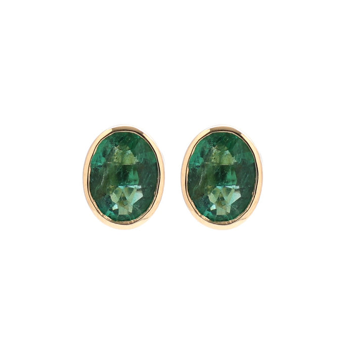 Emerald 14K (18K Custom) Yellow Gold Stud Earrings