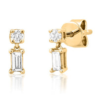 Eclipse Wave Diamond Drop Earrings in 14K Yellow Gold