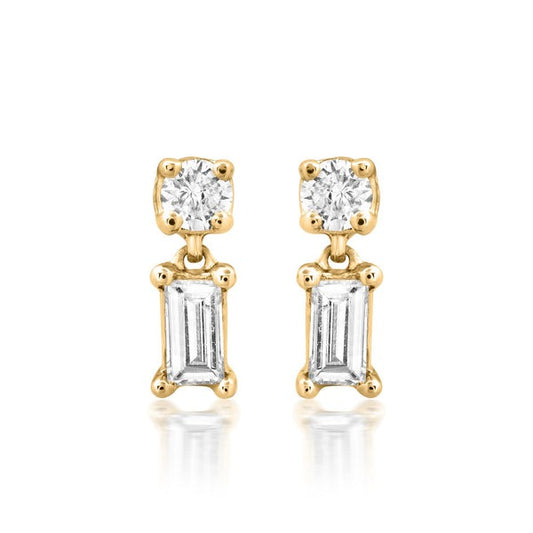 Eclipse Wave Diamond Drop Earrings in 14K Yellow Gold