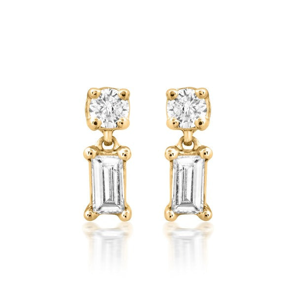 Eclipse Wave Diamond Drop Earrings in 14K Yellow Gold