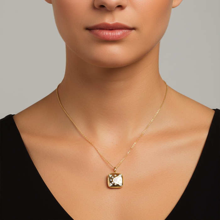 Gold Cushion Round Shaped Pendant Necklace in 14K Yellow Gold
