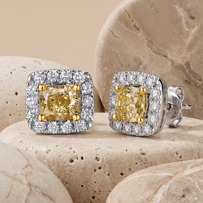 Shine Diamond Stud Earrings in 14K Yellow Gold