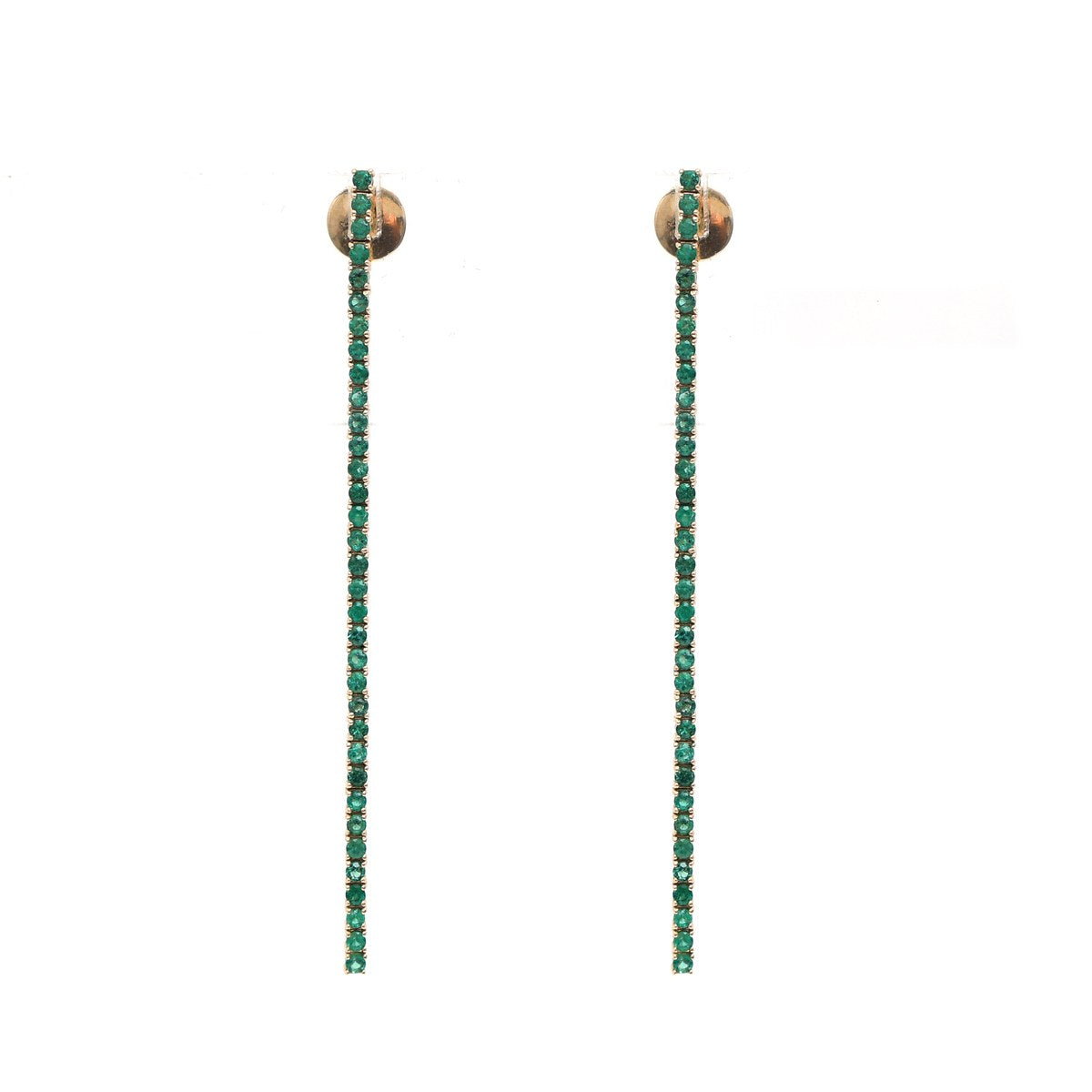 Emerald Linear 18K Yellow Gold Drop Earrings