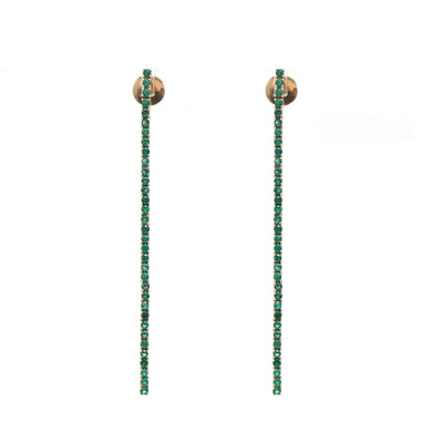 Emerald Linear 18K Yellow Gold Drop Earrings