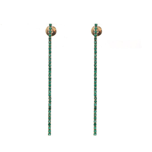 Emerald Linear 18K Yellow Gold Drop Earrings
