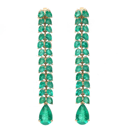 Emerald Waterfall 18K Yellow Gold Drop Earrings