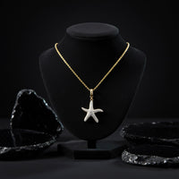 Diamond Starfish Charm Pendant Necklace in 14K Yellow Gold
