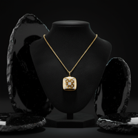 Gold Cushion Round Shaped Pendant Necklace in 14K Yellow Gold