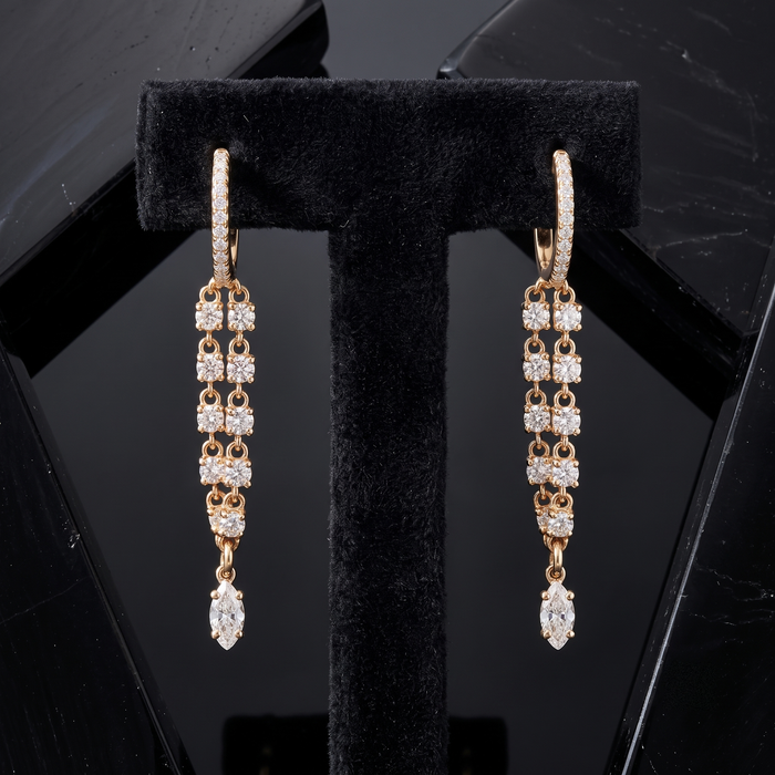 Diamond Wondrous Danglers Drop Earrings in 14K Yellow Gold