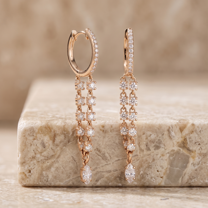 Diamond Wondrous Danglers Drop Earrings in 14K Yellow Gold