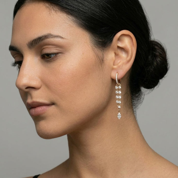 Diamond Wondrous Danglers Drop Earrings in 14K Yellow Gold