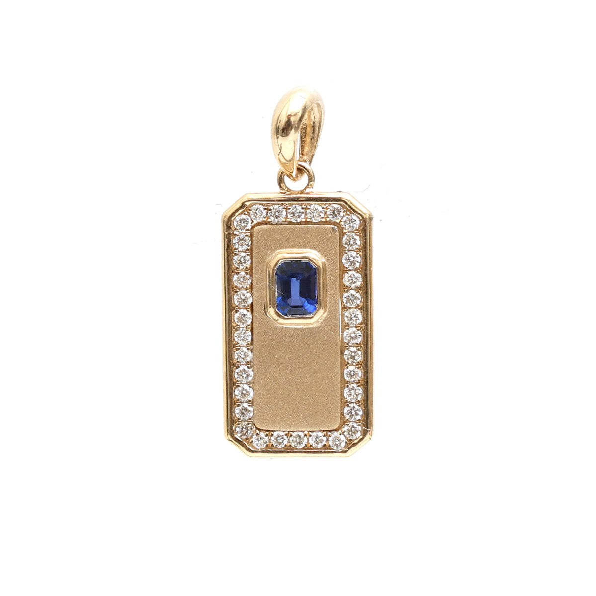 Rectangular Pendant Diamond 18K Yellow Gold Pendant Necklace
