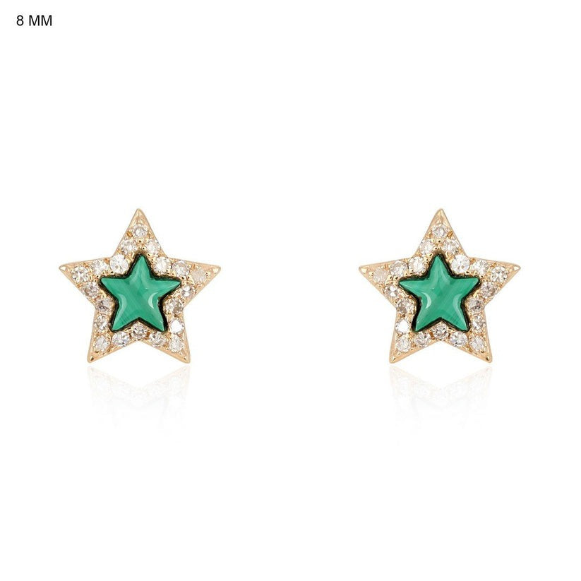 Premium Lapis Diamond Stud Earrings in 14K Yellow Gold