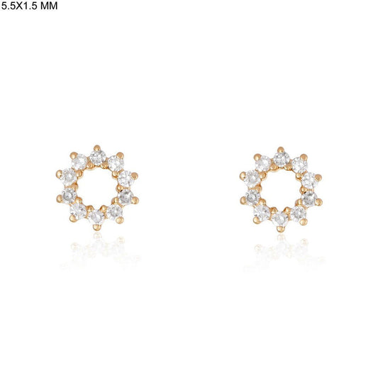 Petite Circle Diamond Cluster Stud Earrings in 14K Yellow Gold