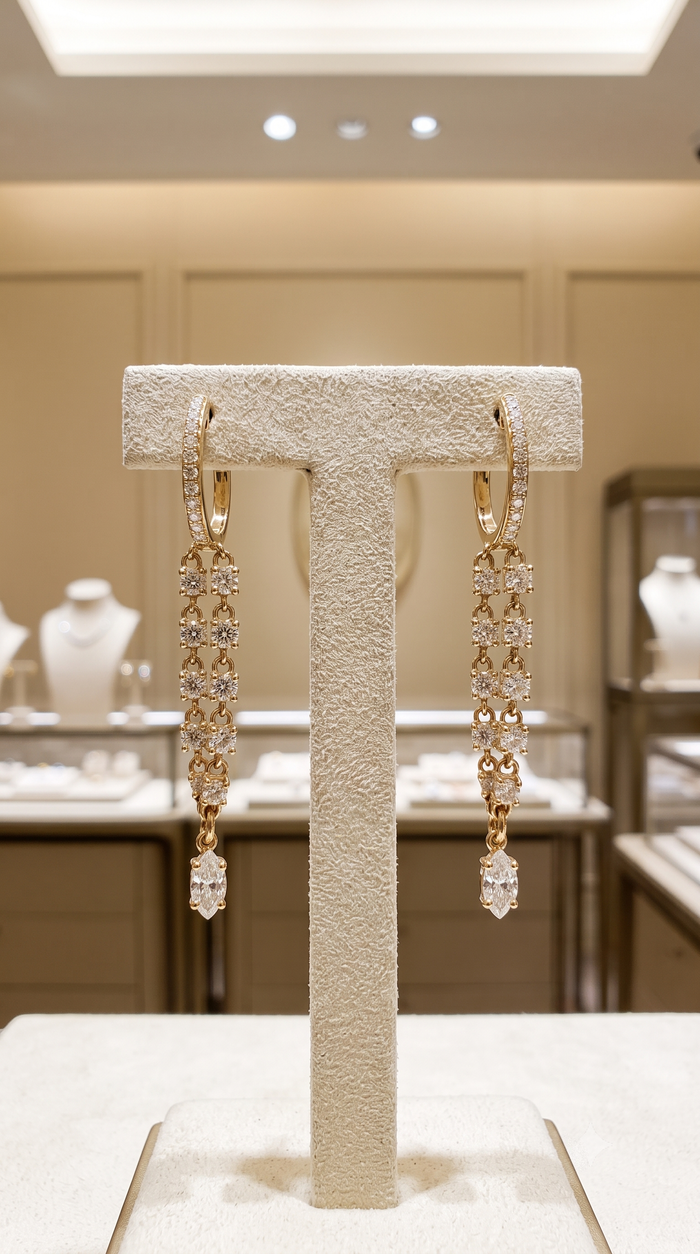 Diamond Wondrous Danglers Drop Earrings in 14K Yellow Gold