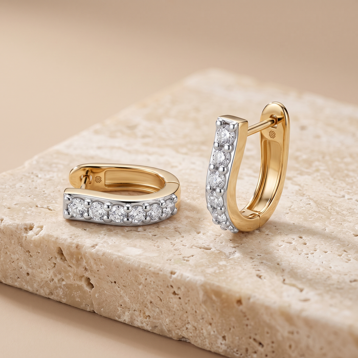 Opulent Diamond Huggie Earrings in 14K Yellow Gold