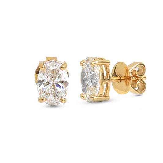 Solitaire 14K (18K Custom) Lab Diamond Yellow Gold Stud Earrings