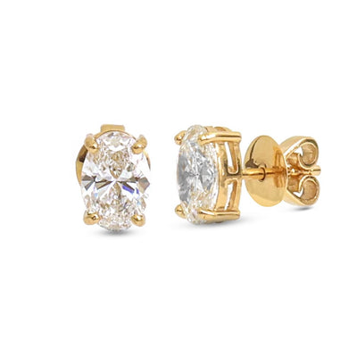 Lab Diamond 14K (18k Custom) Yellow Gold Solitaire Stud Earrings
