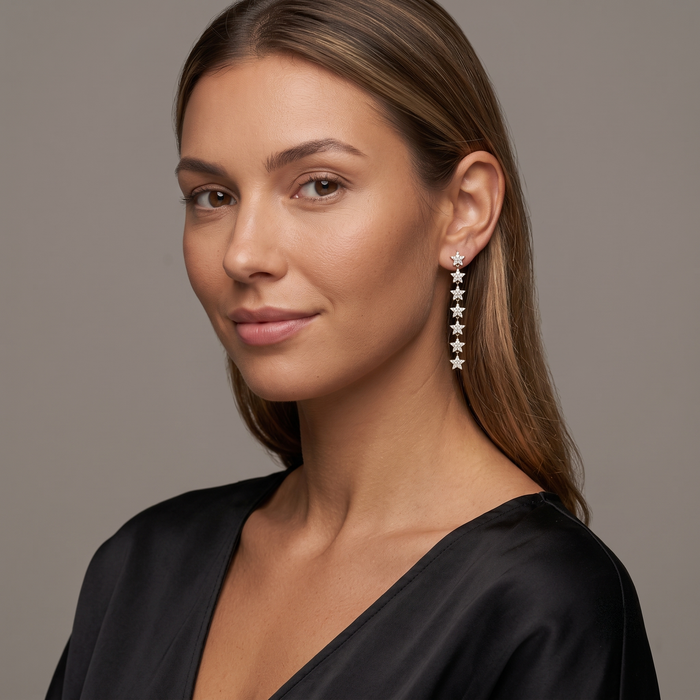 154 Diamond 14K (or 18k upon request) Yellow Gold Cascade Diamond Drop Earrings