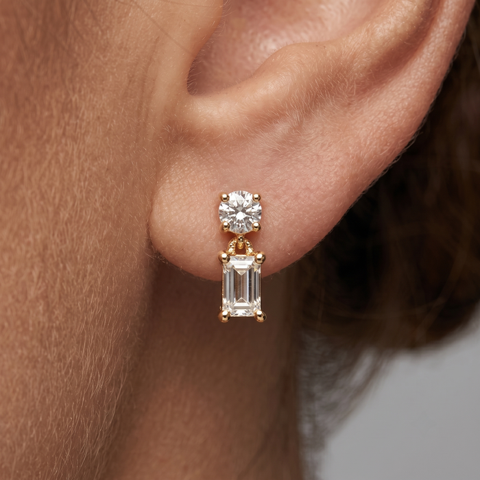 Eclipse Wave 14K (or 18k upon request) Yellow Gold Diamond Drop Earrings