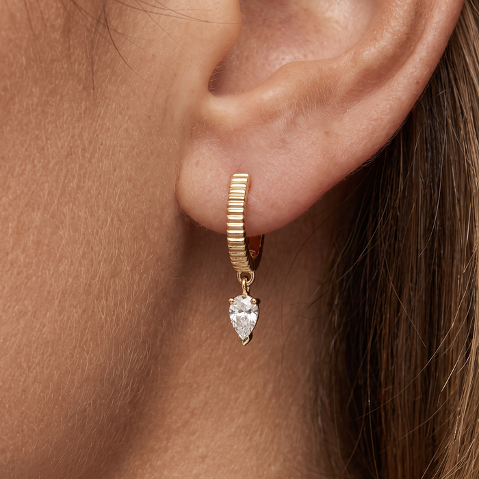Serene Drop 14K (or 18k upon request) Yellow Gold Diamond Drop Earrings