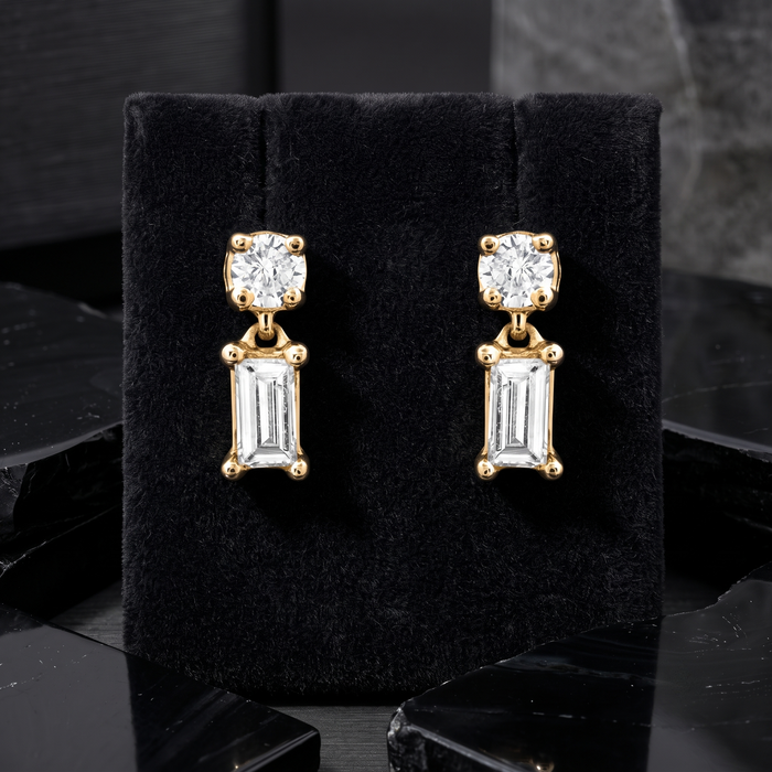 Eclipse Wave 14K (or 18k upon request) Yellow Gold Diamond Drop Earrings