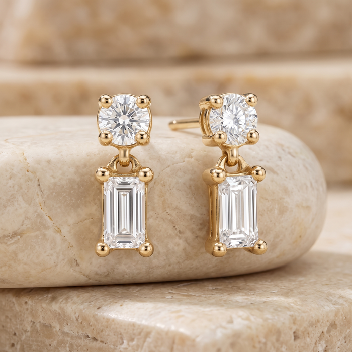 Eclipse Wave 14K (or 18k upon request) Yellow Gold Diamond Drop Earrings