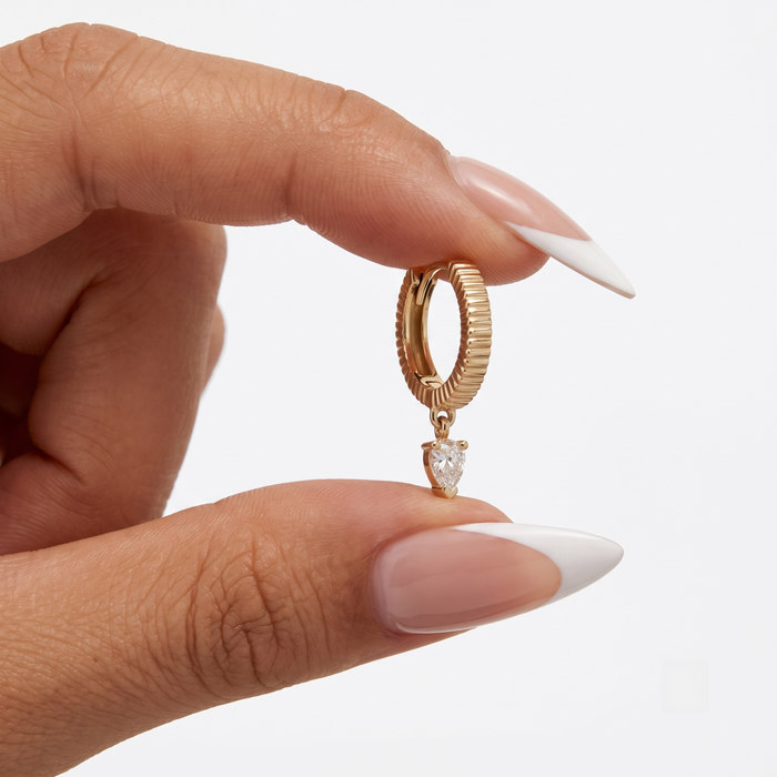 Serene Drop 14K (or 18k upon request) Yellow Gold Diamond Drop Earrings