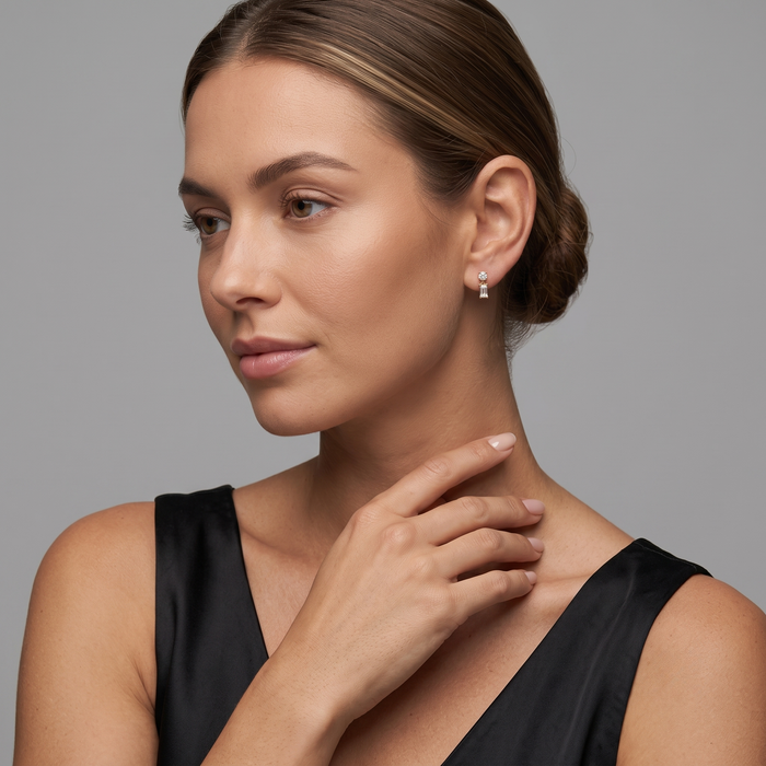 Eclipse Wave 14K (or 18k upon request) Yellow Gold Diamond Drop Earrings