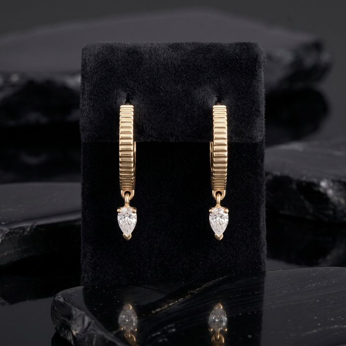 Serene Drop 14K (or 18k upon request) Yellow Gold Diamond Drop Earrings